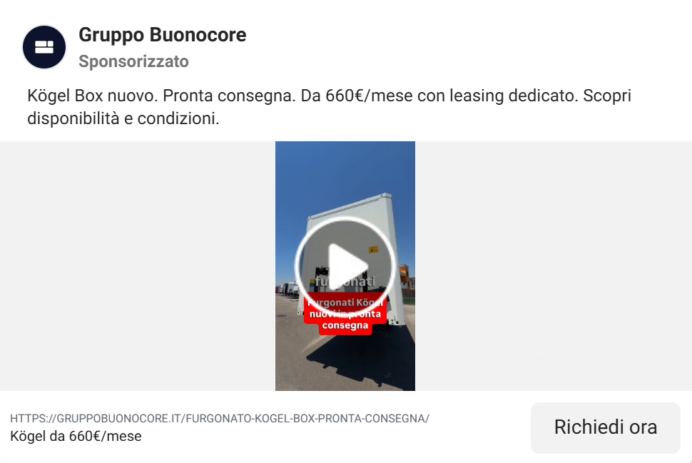 Annuncio sponsorizzato per il Kögel Box