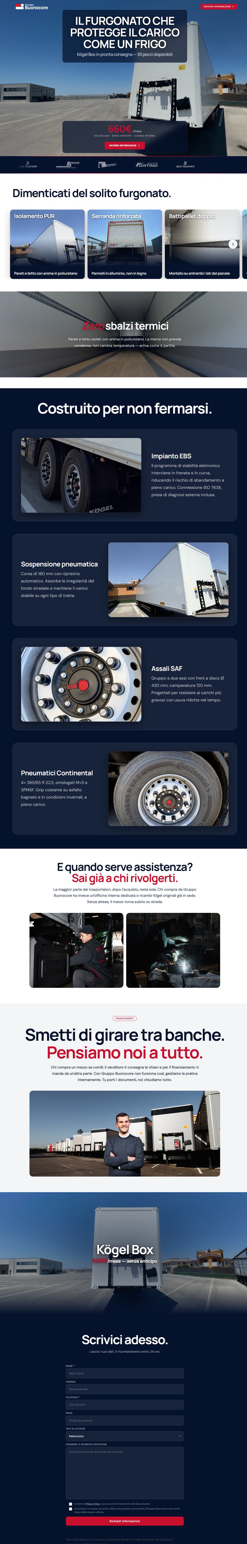 La pagina del Kögel Box a cui porta l’annuncio